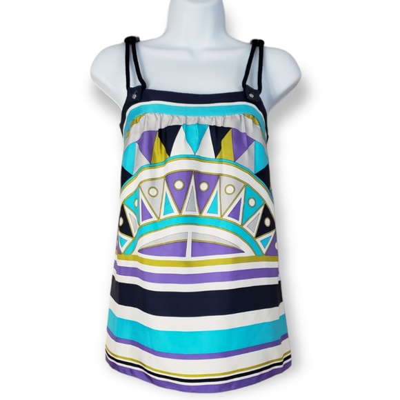 Worth Tops - NWT Worth white blue purple black & green geometric twill rope tank top Womens 4